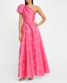 anemone jacquard crystal-strappy one-shoulder gown