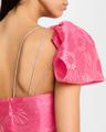 anemone jacquard crystal-strappy one-shoulder gown