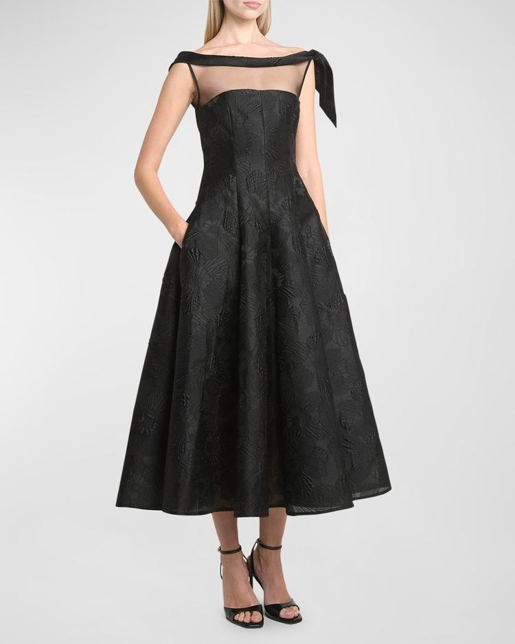 anemone jacquard illusion midi dress