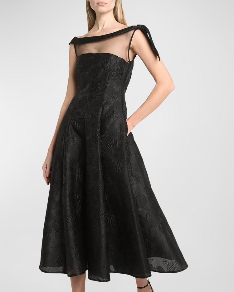 anemone jacquard illusion midi dress