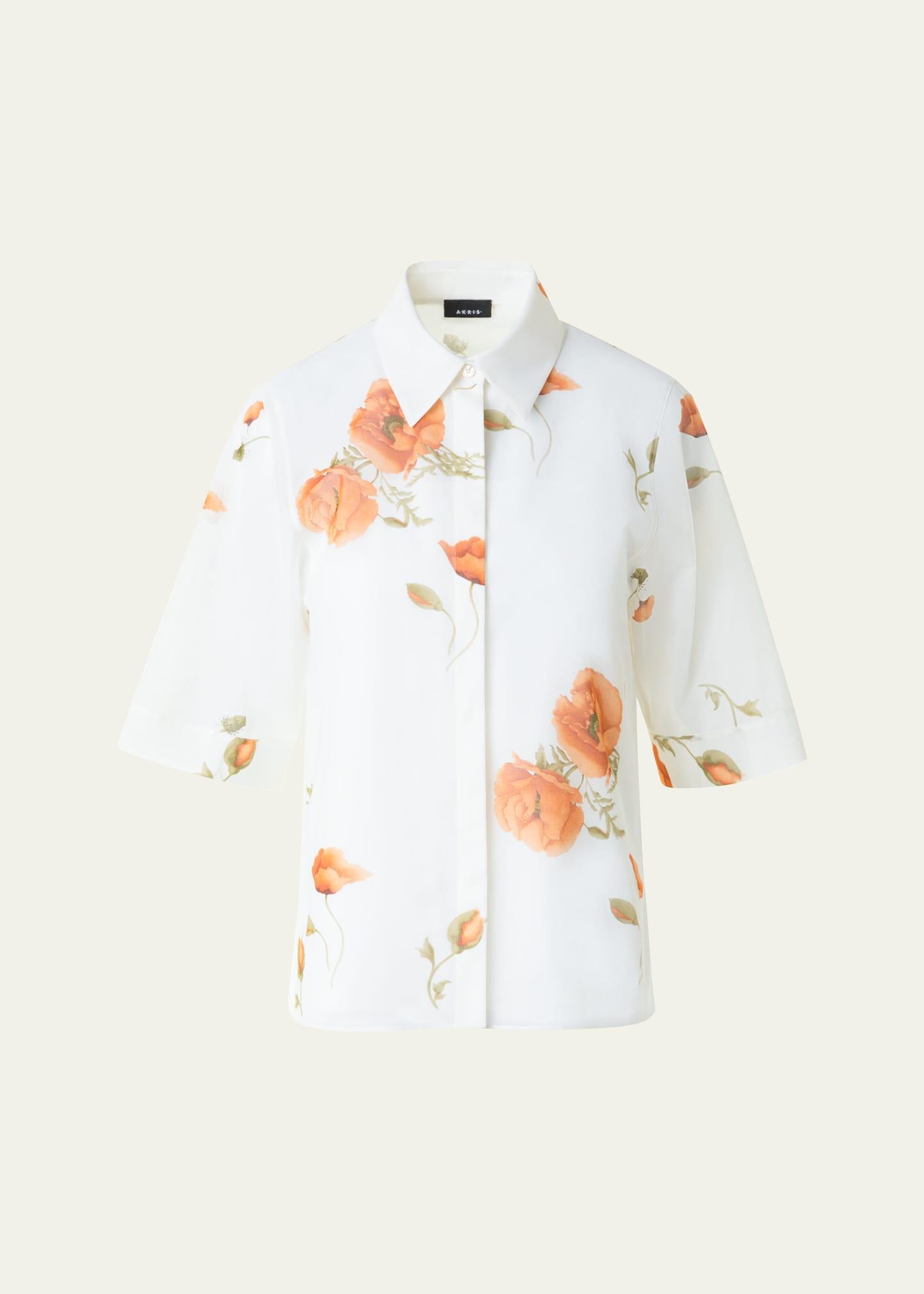 anemone print cotton voile blouse