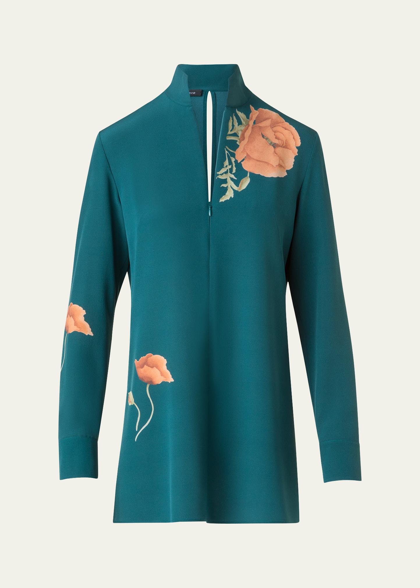 anemone print silk crepe tunic