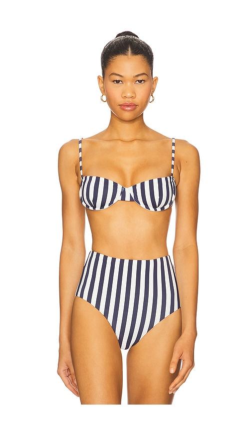 anemos balconette bikini top in navy.