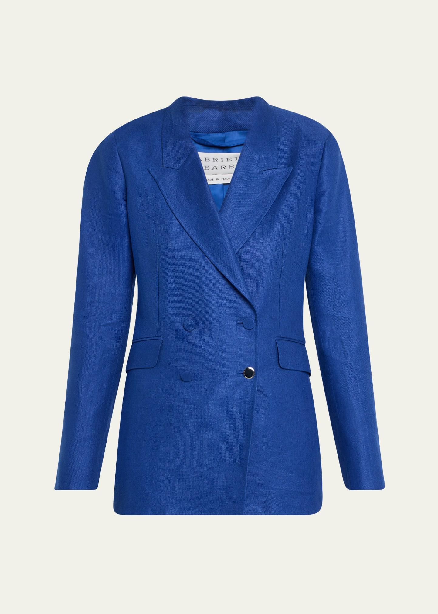 angela linen double-breasted blazer