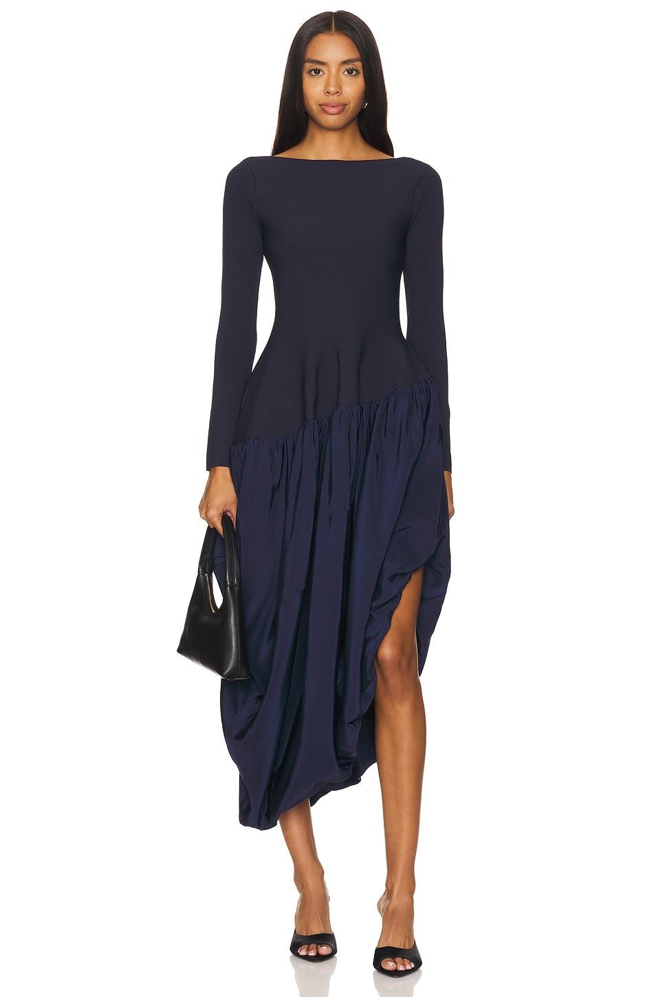 angela longsleeve combo midi dress
