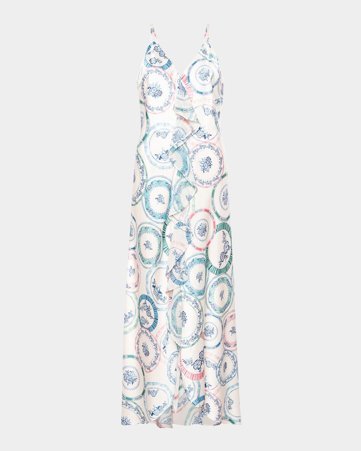 angela ruffle-trim midi dress