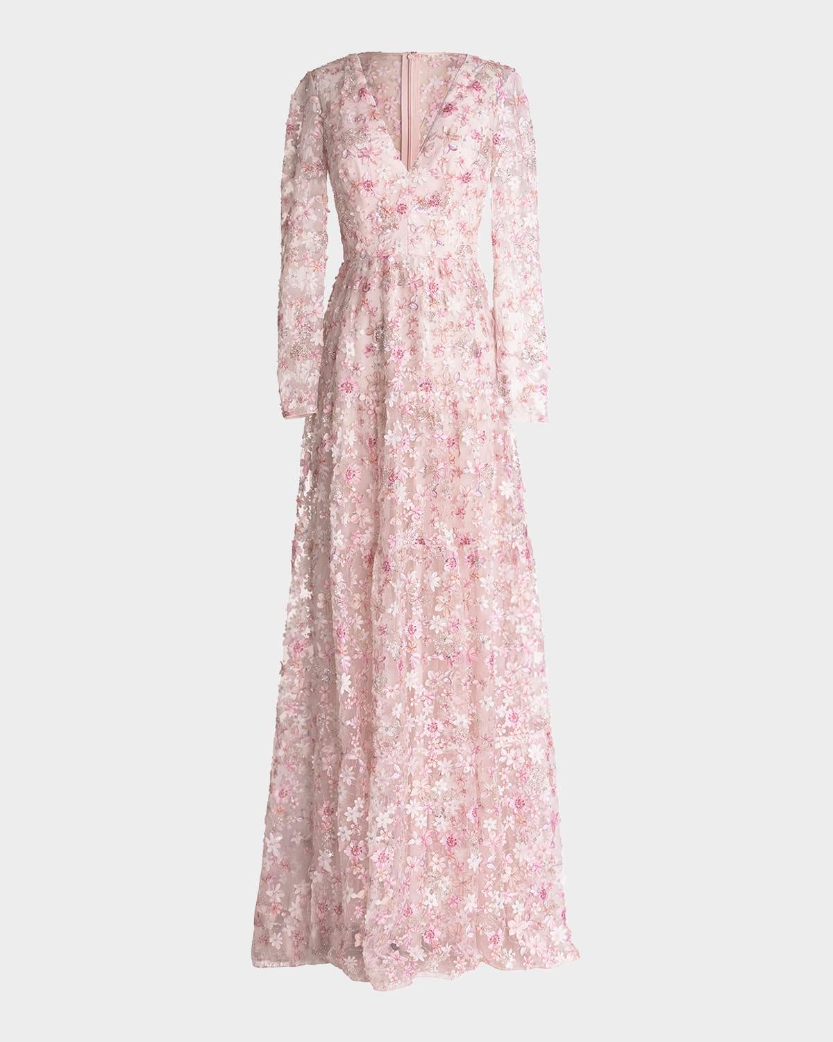 angelina beaded floral applique gown