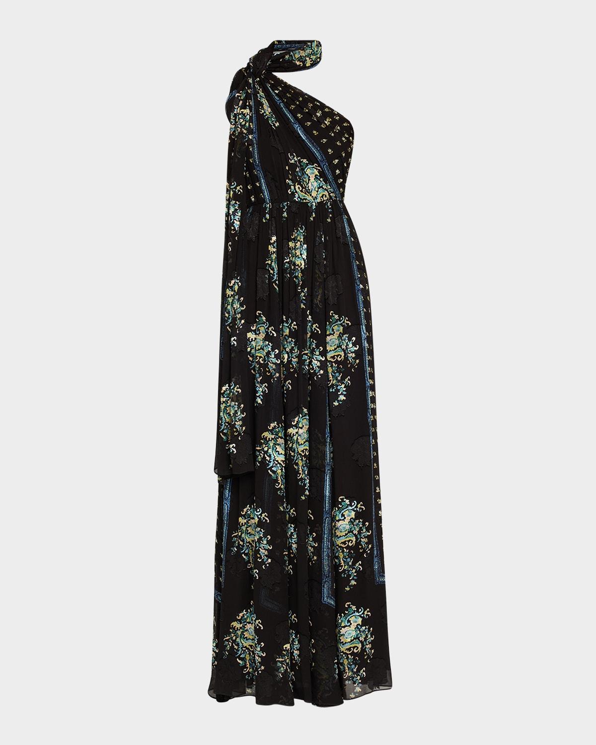 angelique draped scarf gown