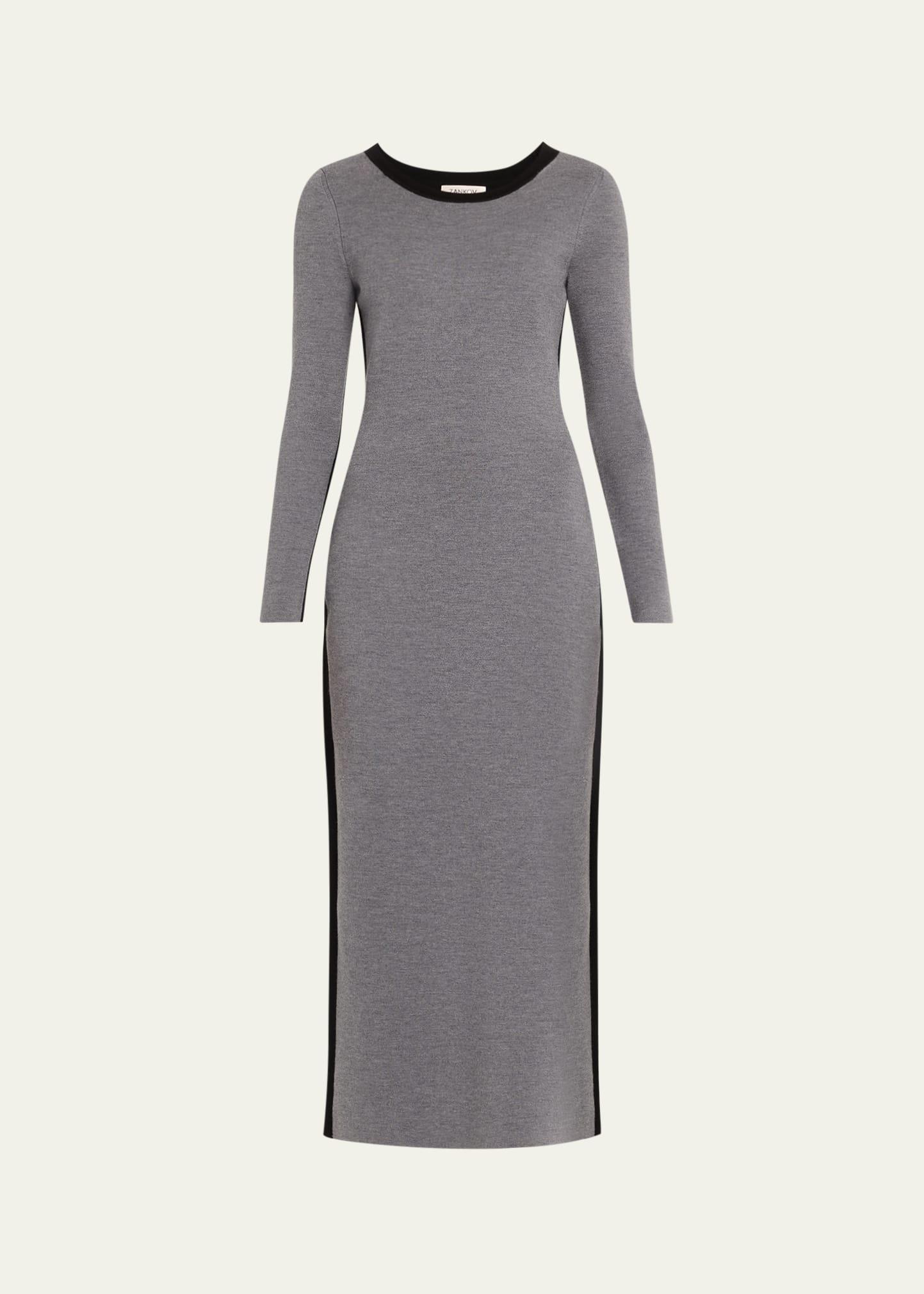 angie colorblock long-sleeve ankle dress
