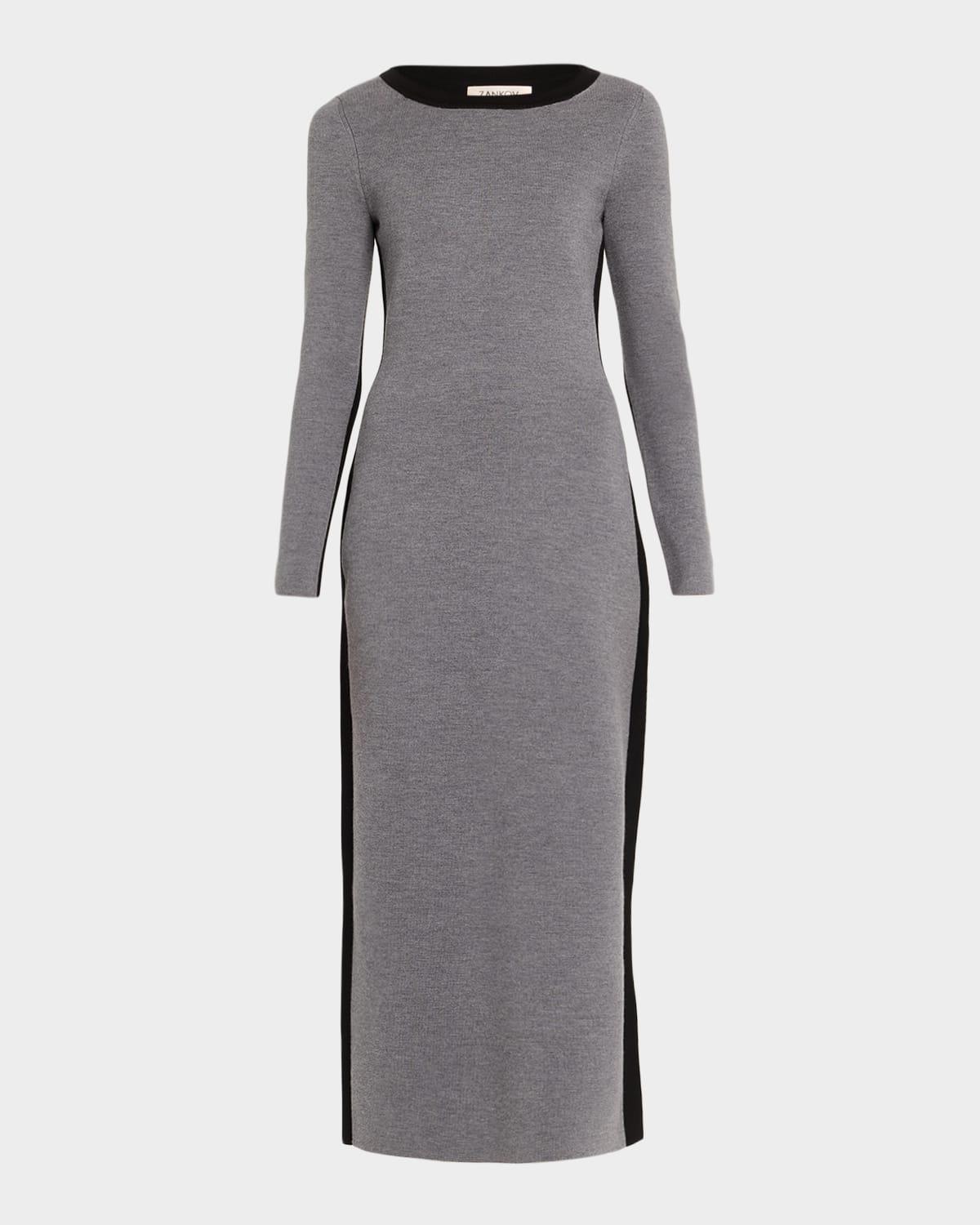 angie colorblock long-sleeve ankle dress