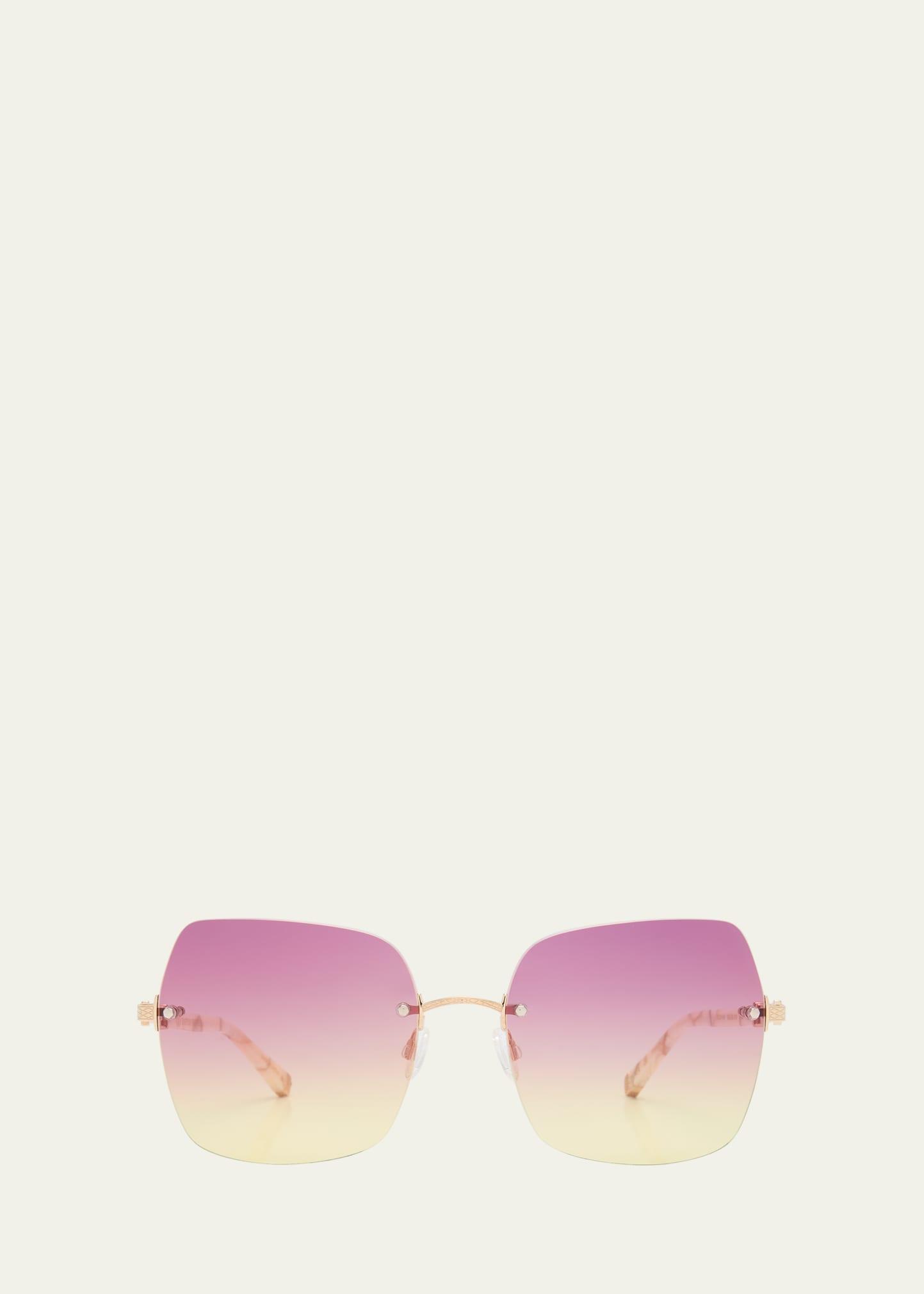 angie titanium & tusk-print acetate butterfly sunglasses