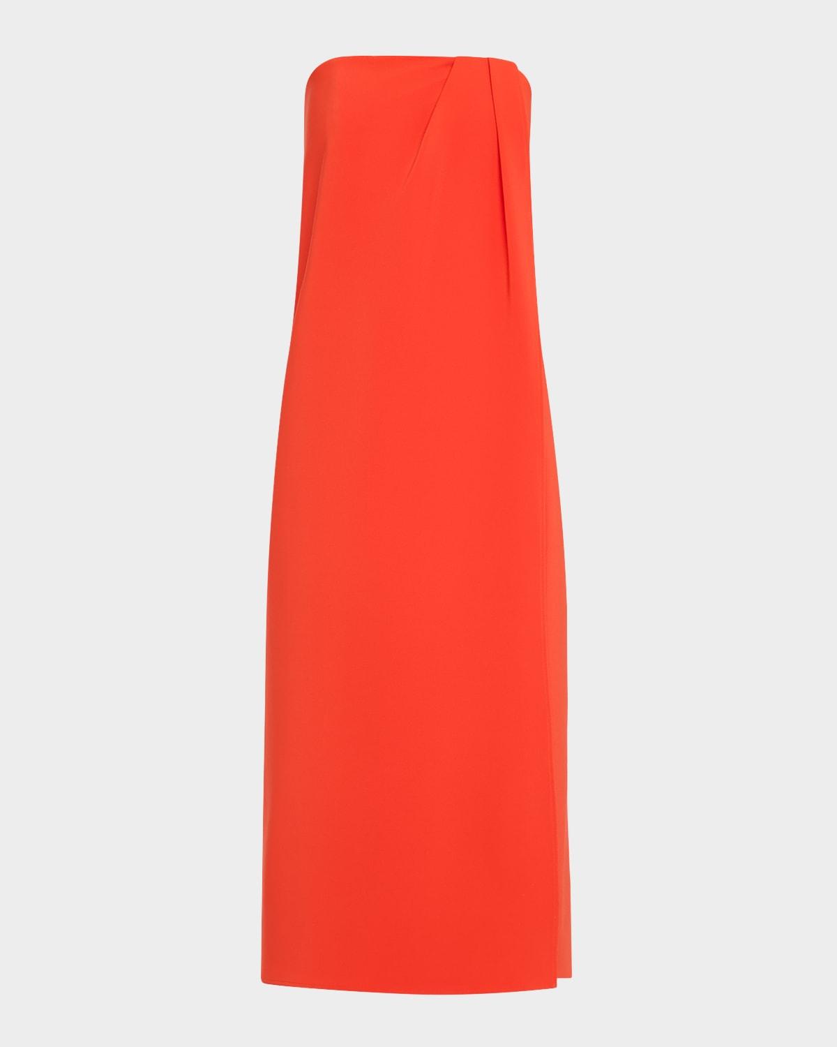 anika strapless draped midi dress