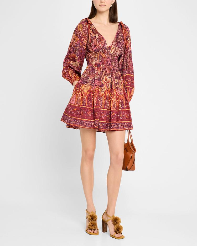 anika v-neck long-sleeve mini dress