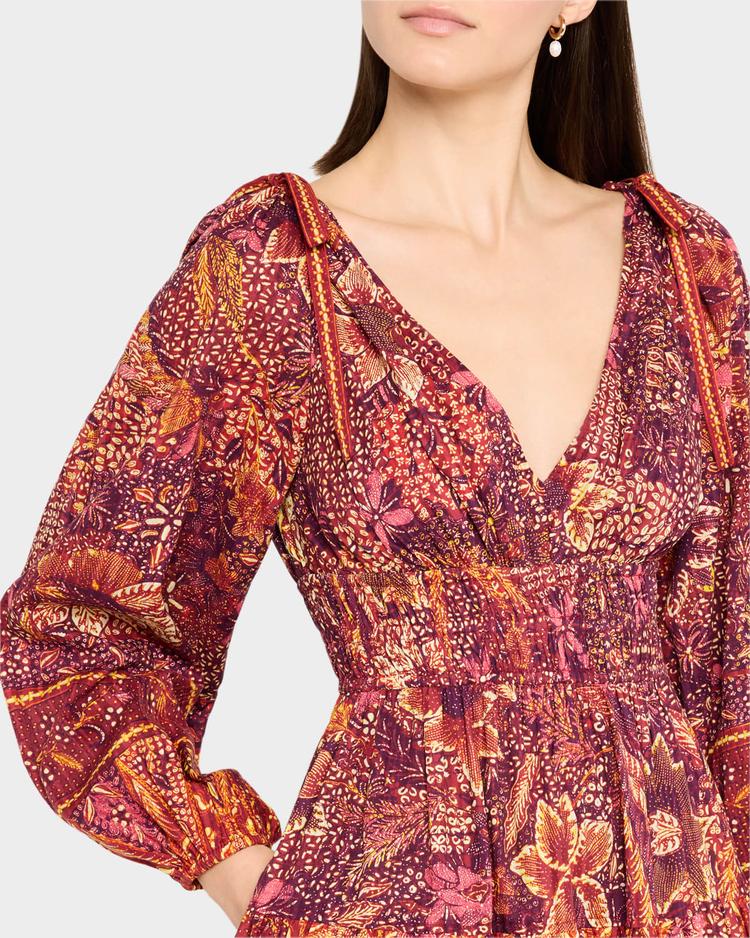 anika v-neck long-sleeve mini dress