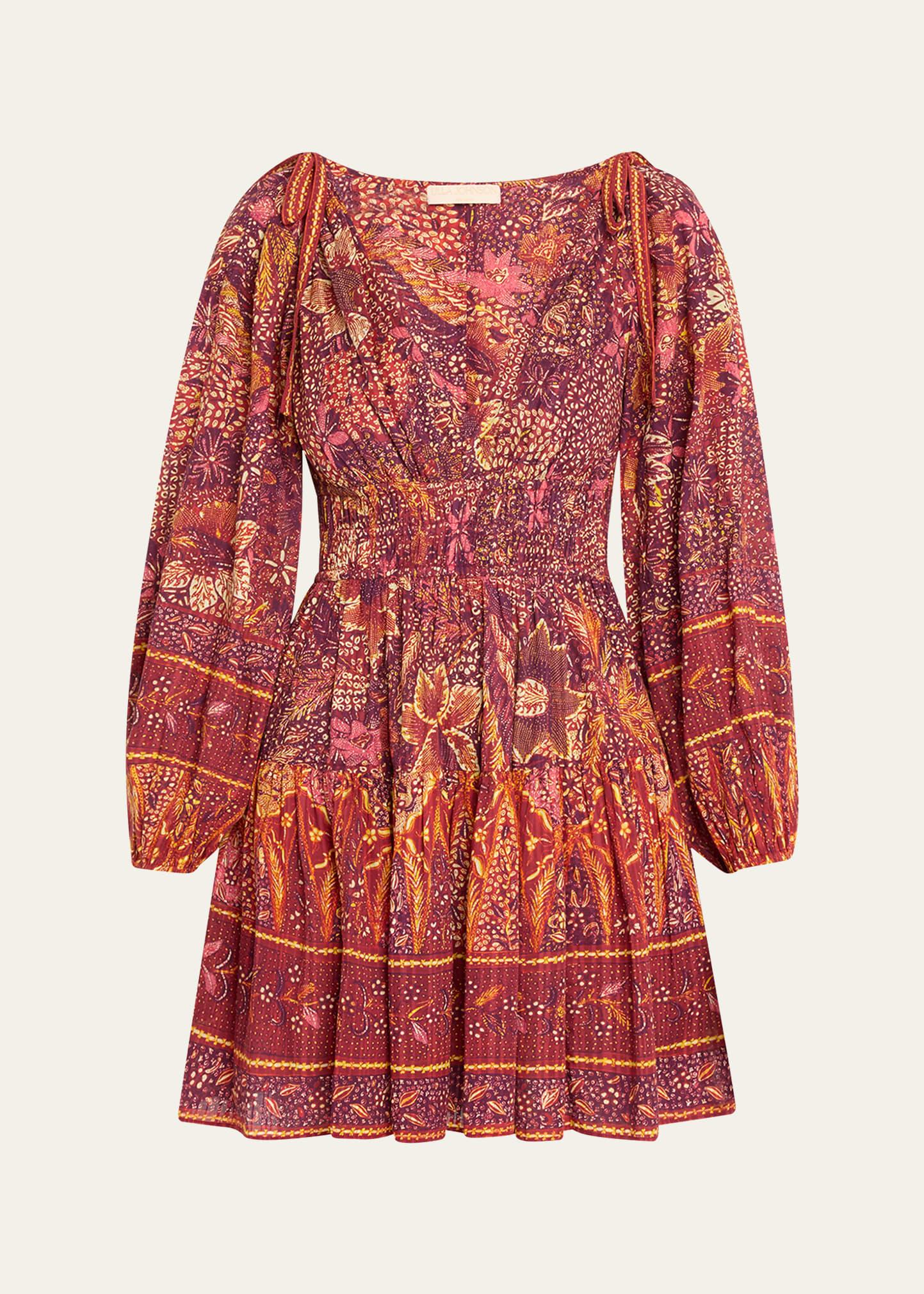 anika v-neck long-sleeve mini dress