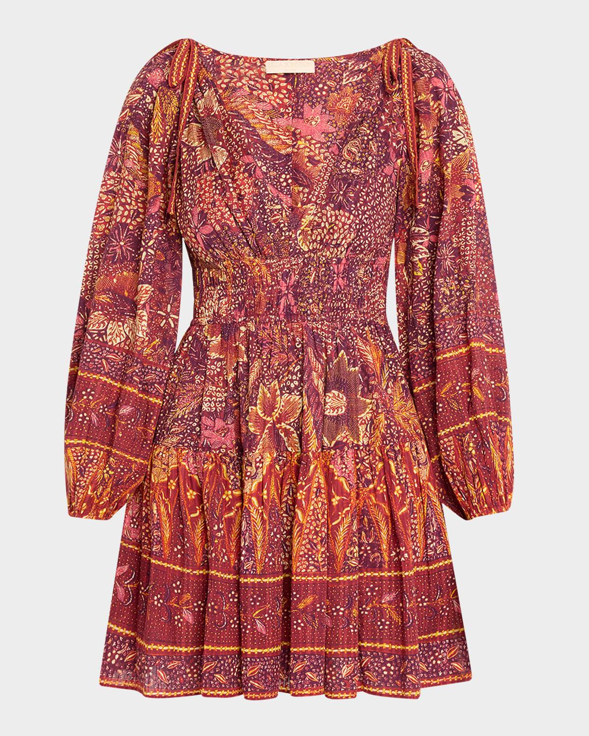 anika v-neck long-sleeve mini dress