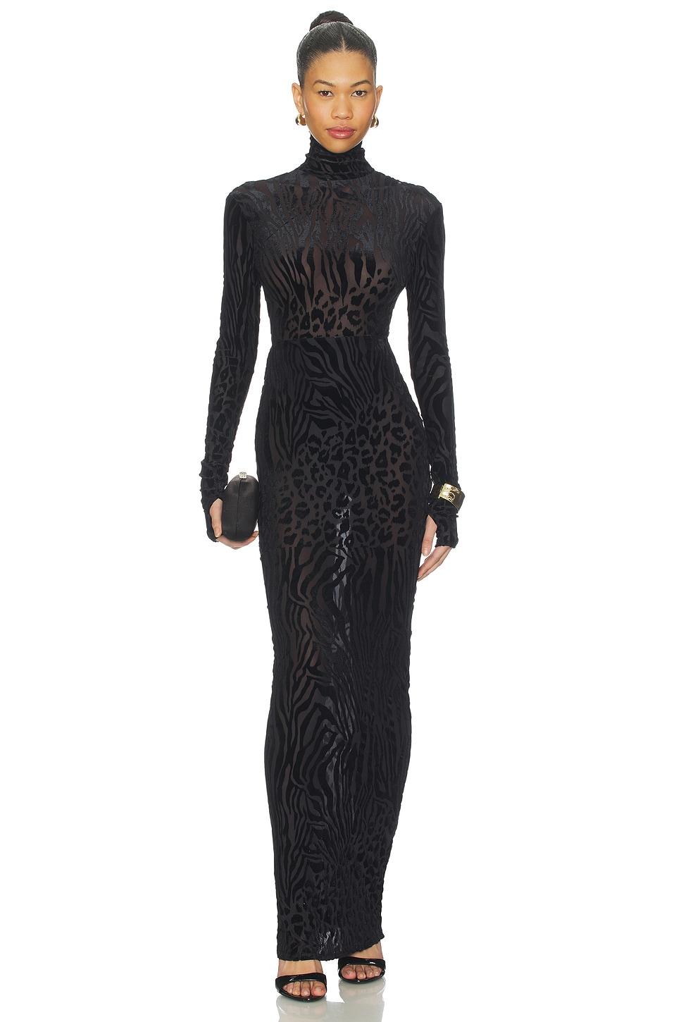 animal print burnout column dress