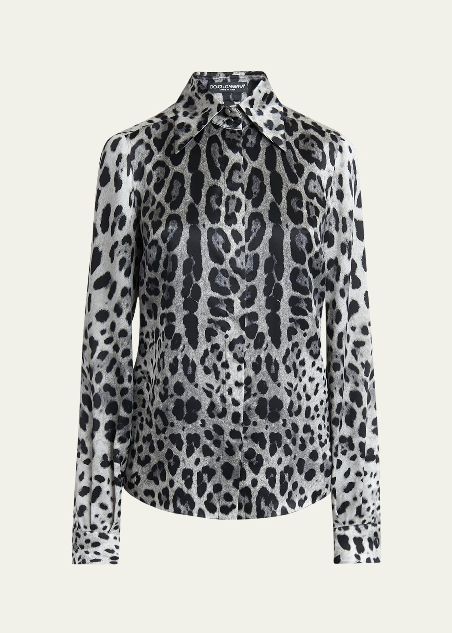 animal print button down blouse