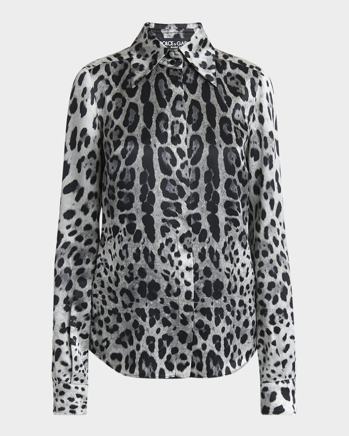 animal print button down blouse