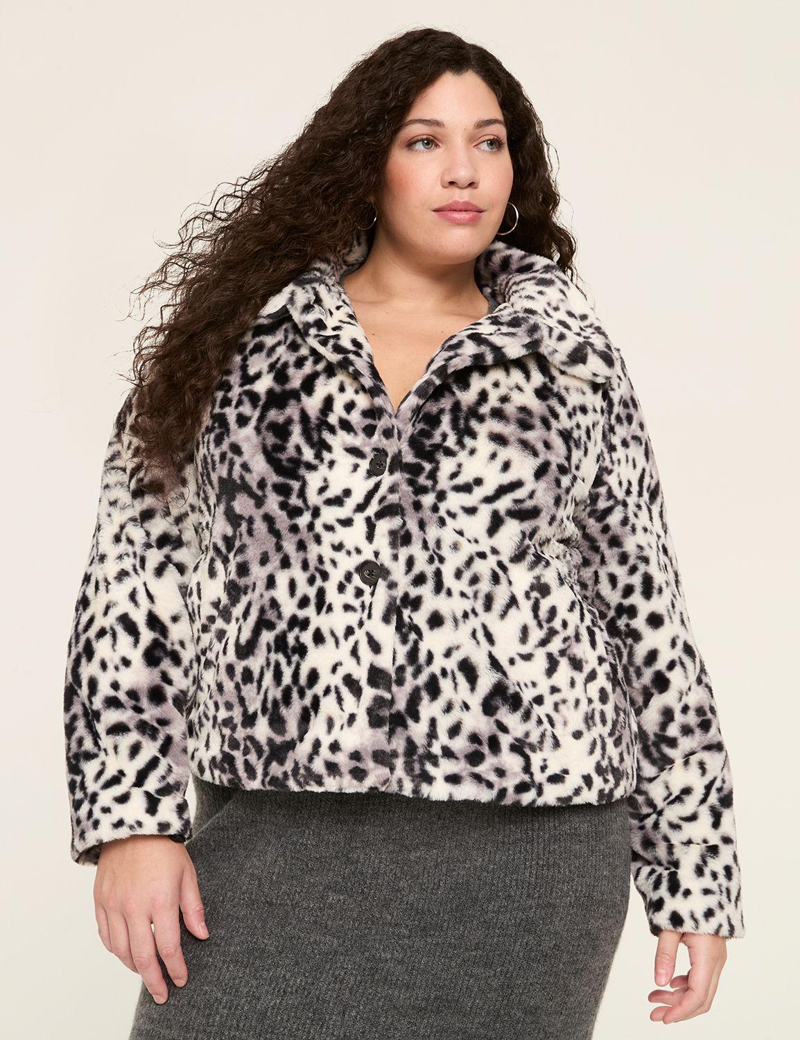 animal print faux-fur short jacket