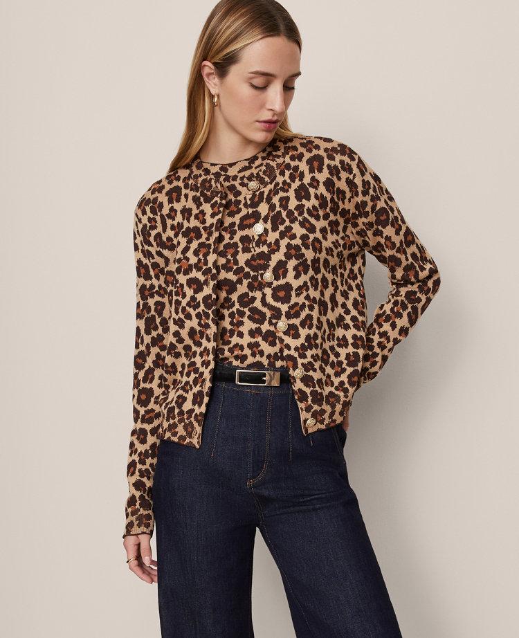 animal print jacquard cardigan