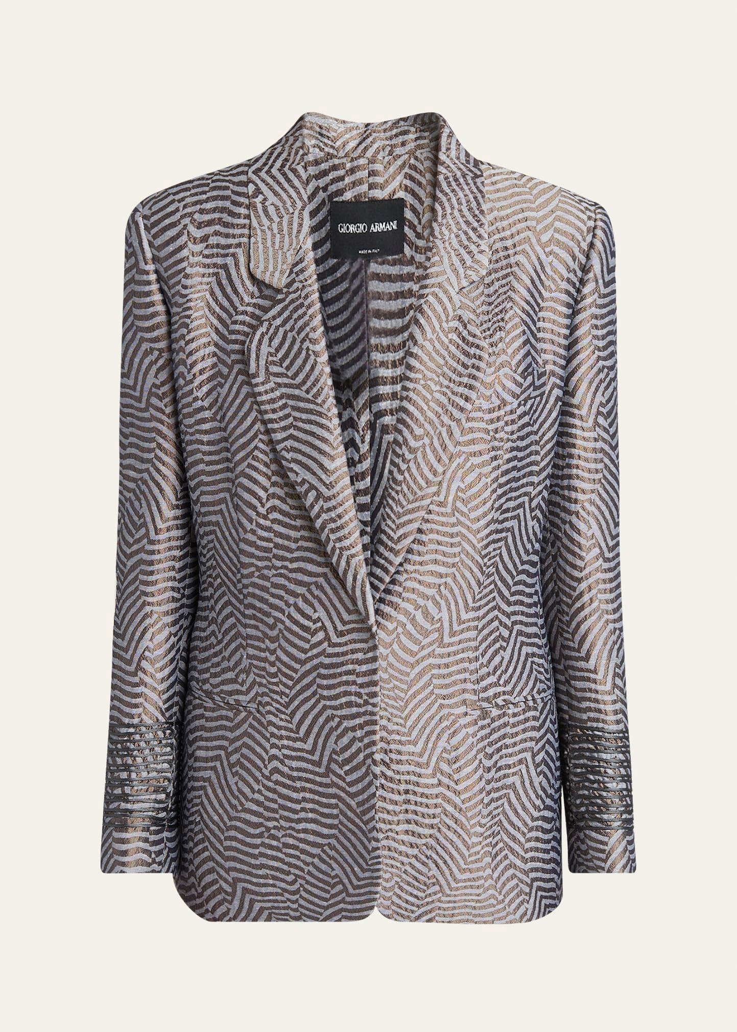 animalier silk jacquard single-breasted blazer jacket