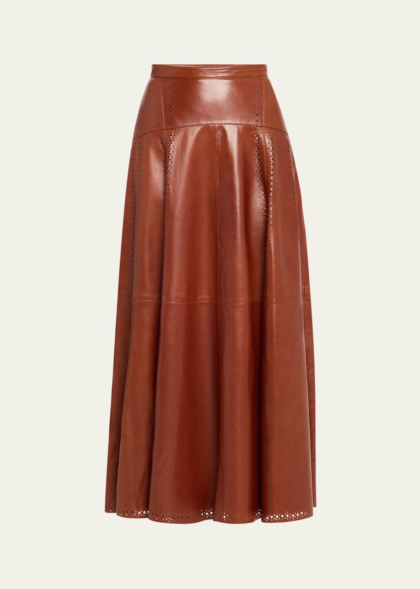 aninda leather midi skirt