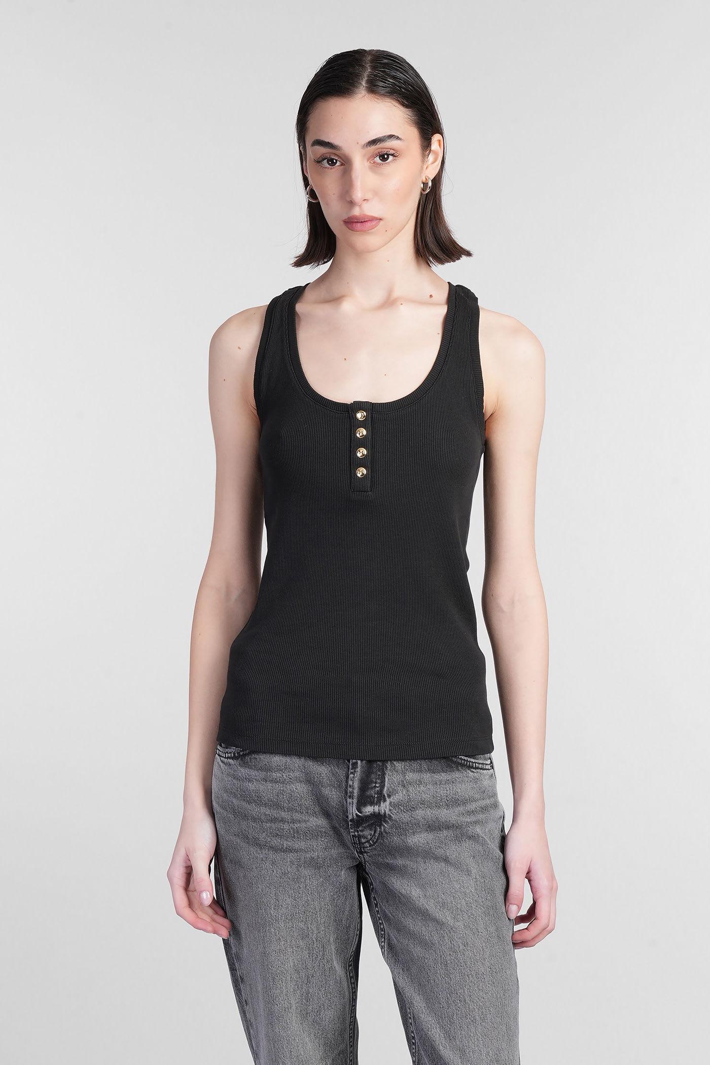 anine bing alessia tank top in black cotton