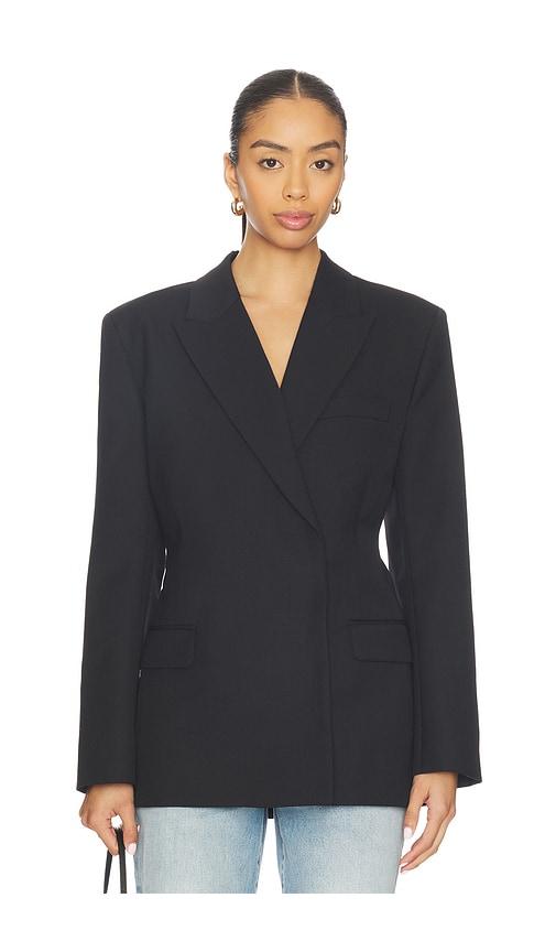 anine bing aretha blazer in black.