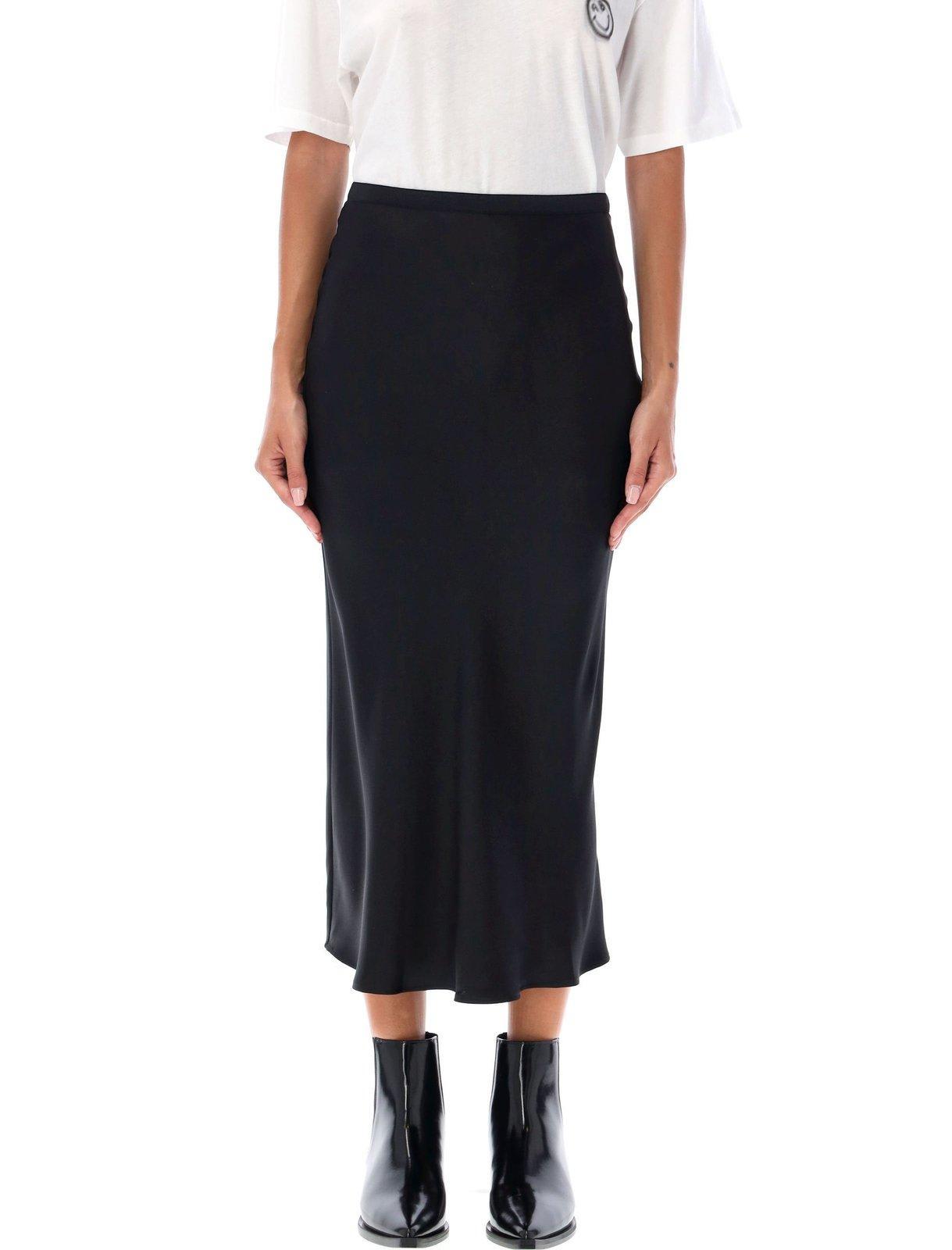 anine bing bar fluted satin midi skirt