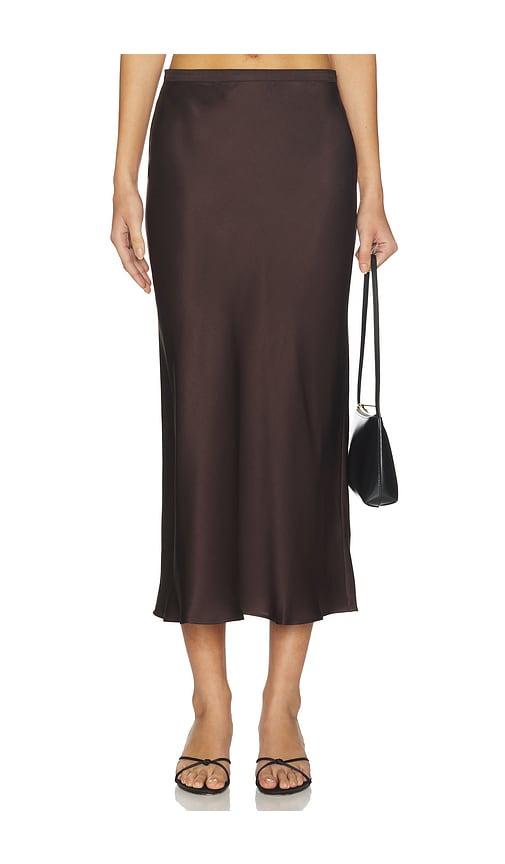 anine bing bar silk skirt in chocolate.