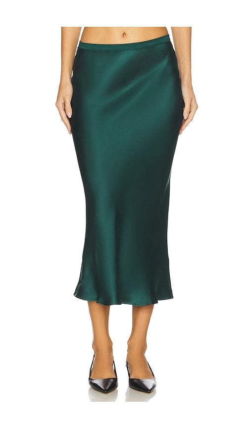 anine bing bar silk skirt in teal.