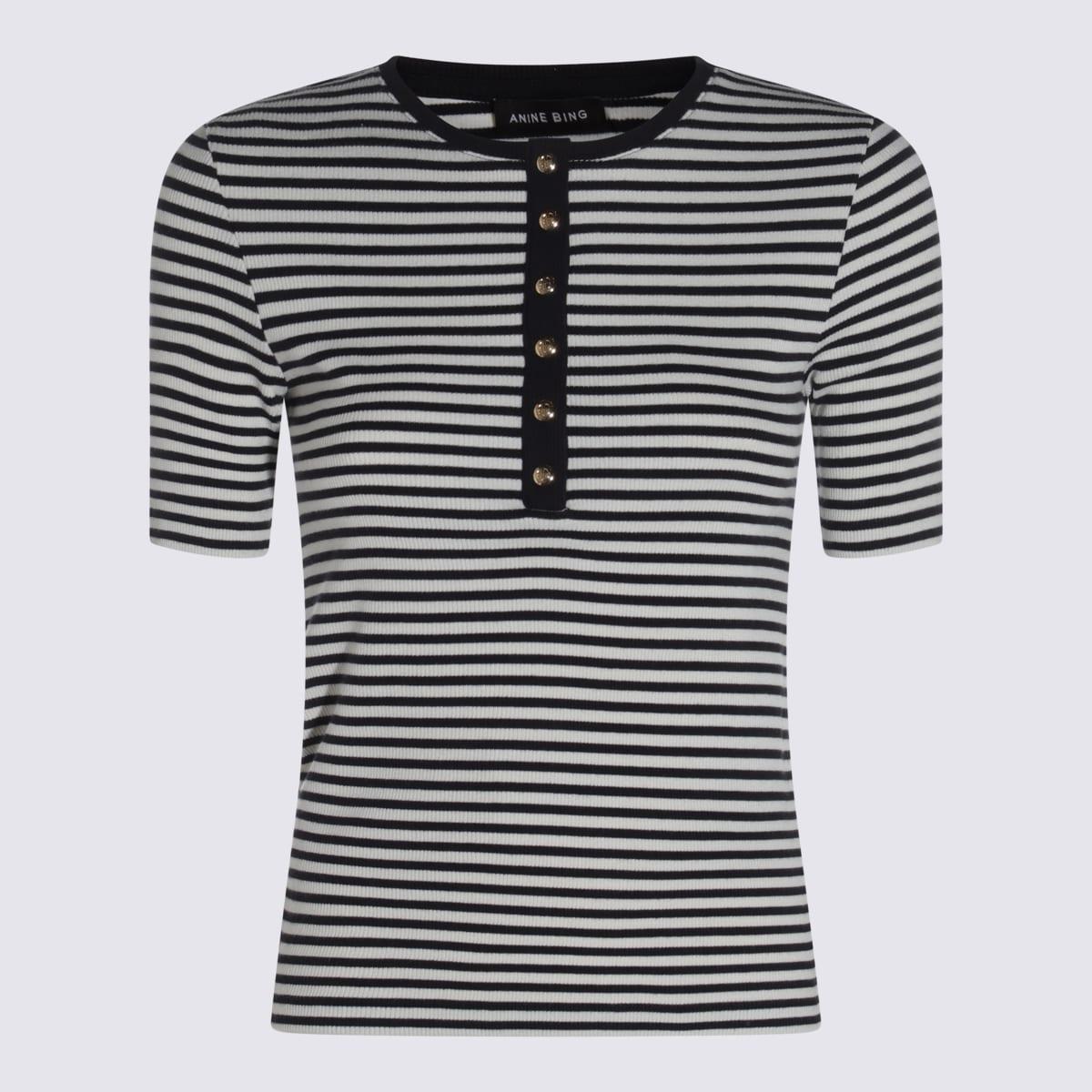 anine bing black and white cotton t-shirt