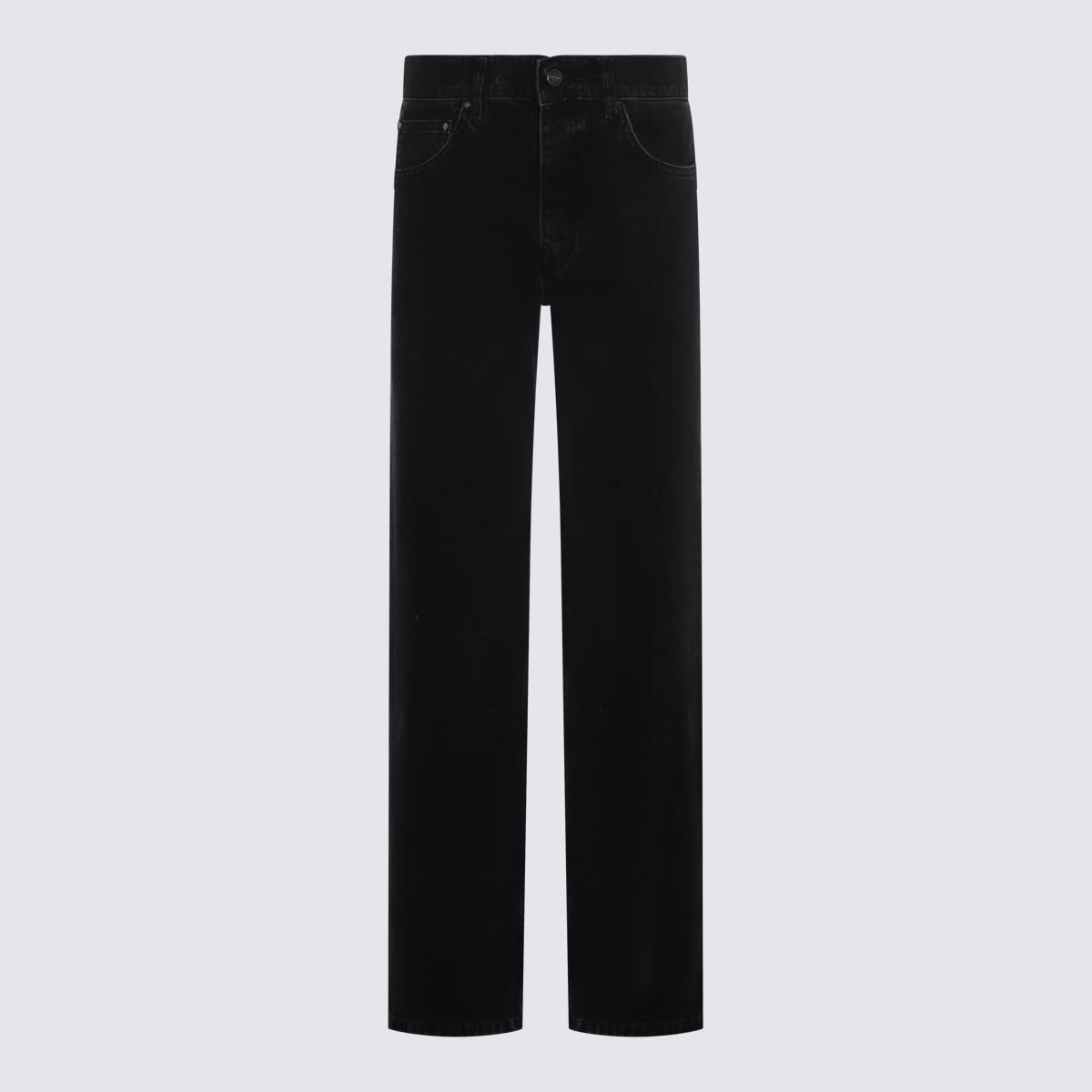 anine bing black cotton denim jeans