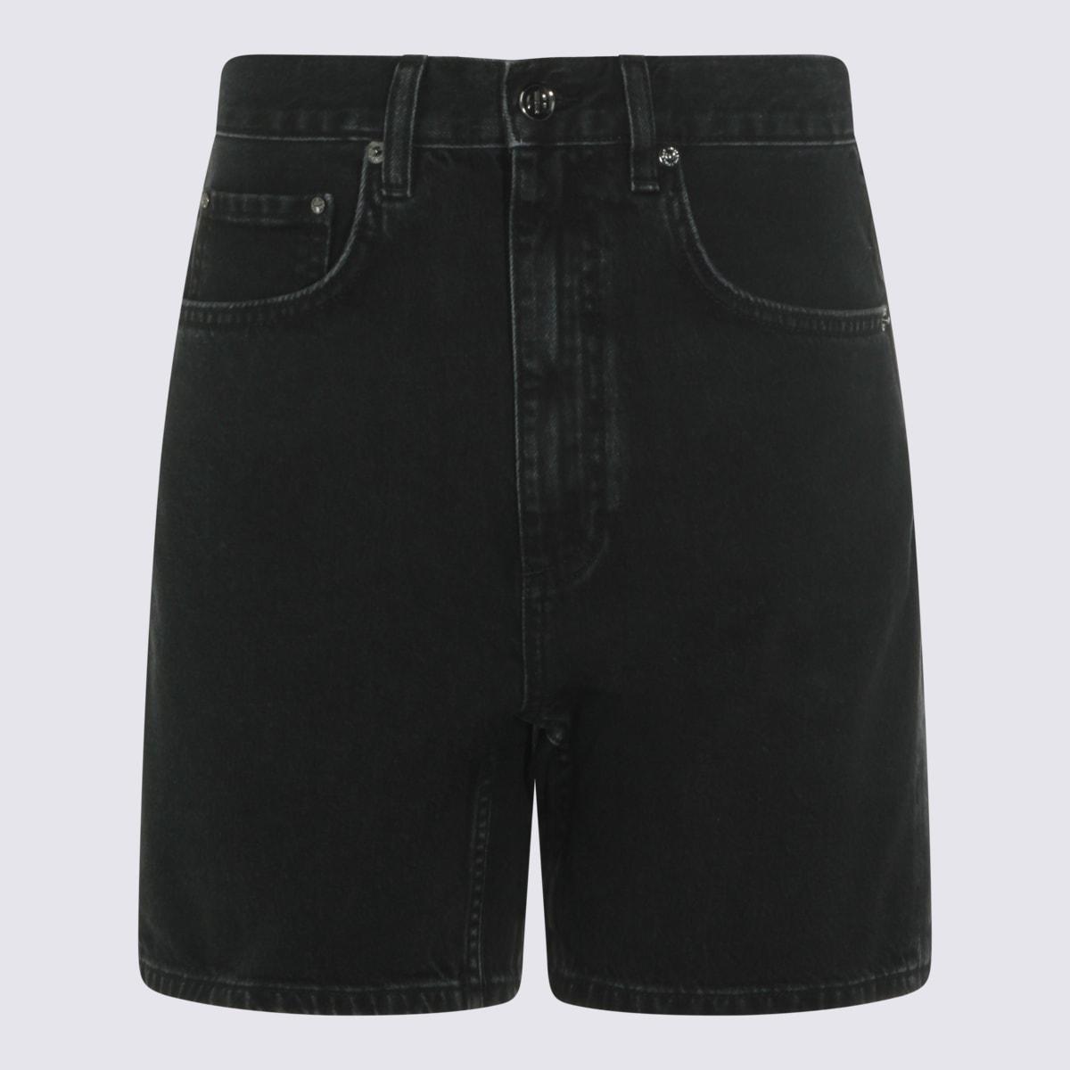 anine bing black cotton shorts