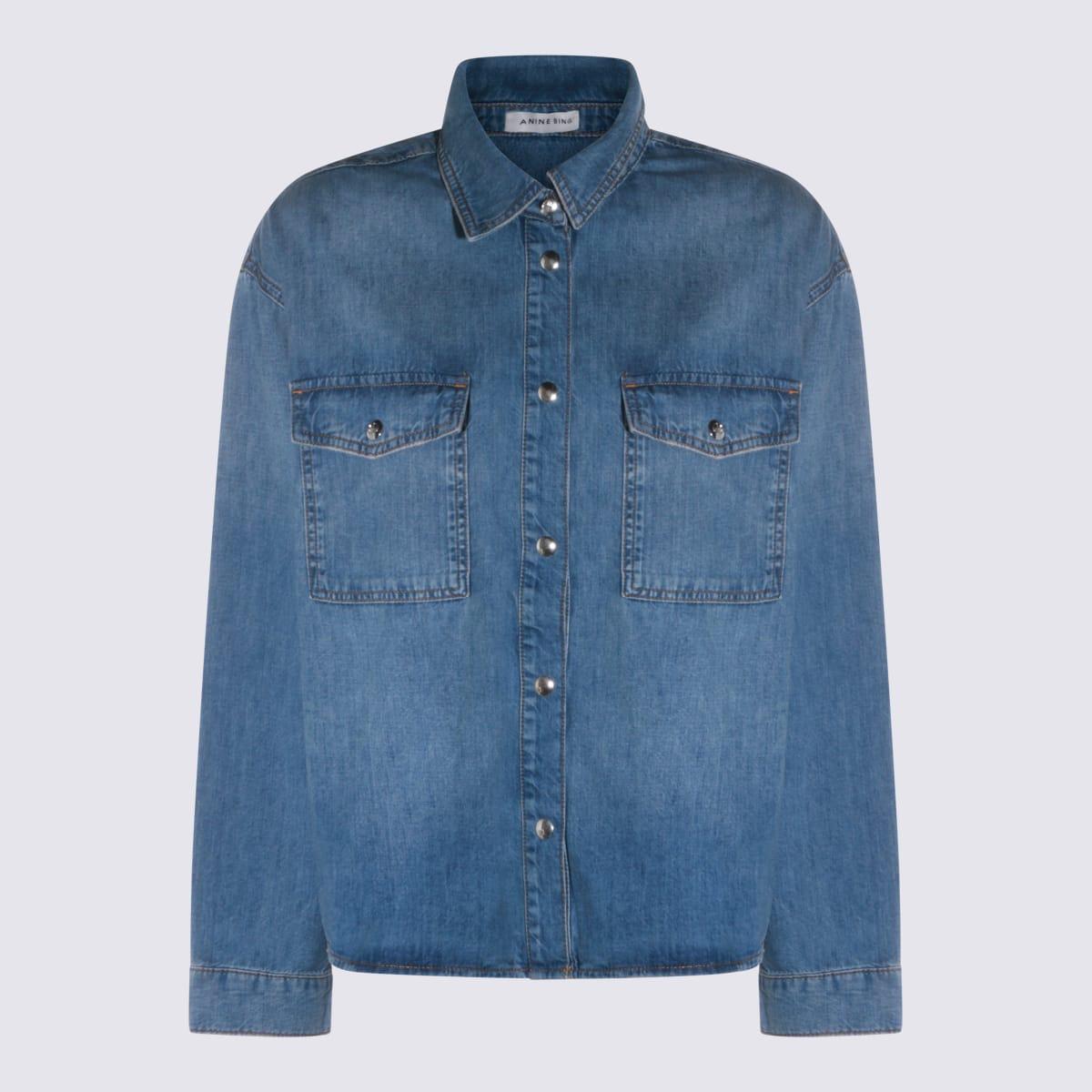 anine bing blue cotton shirt