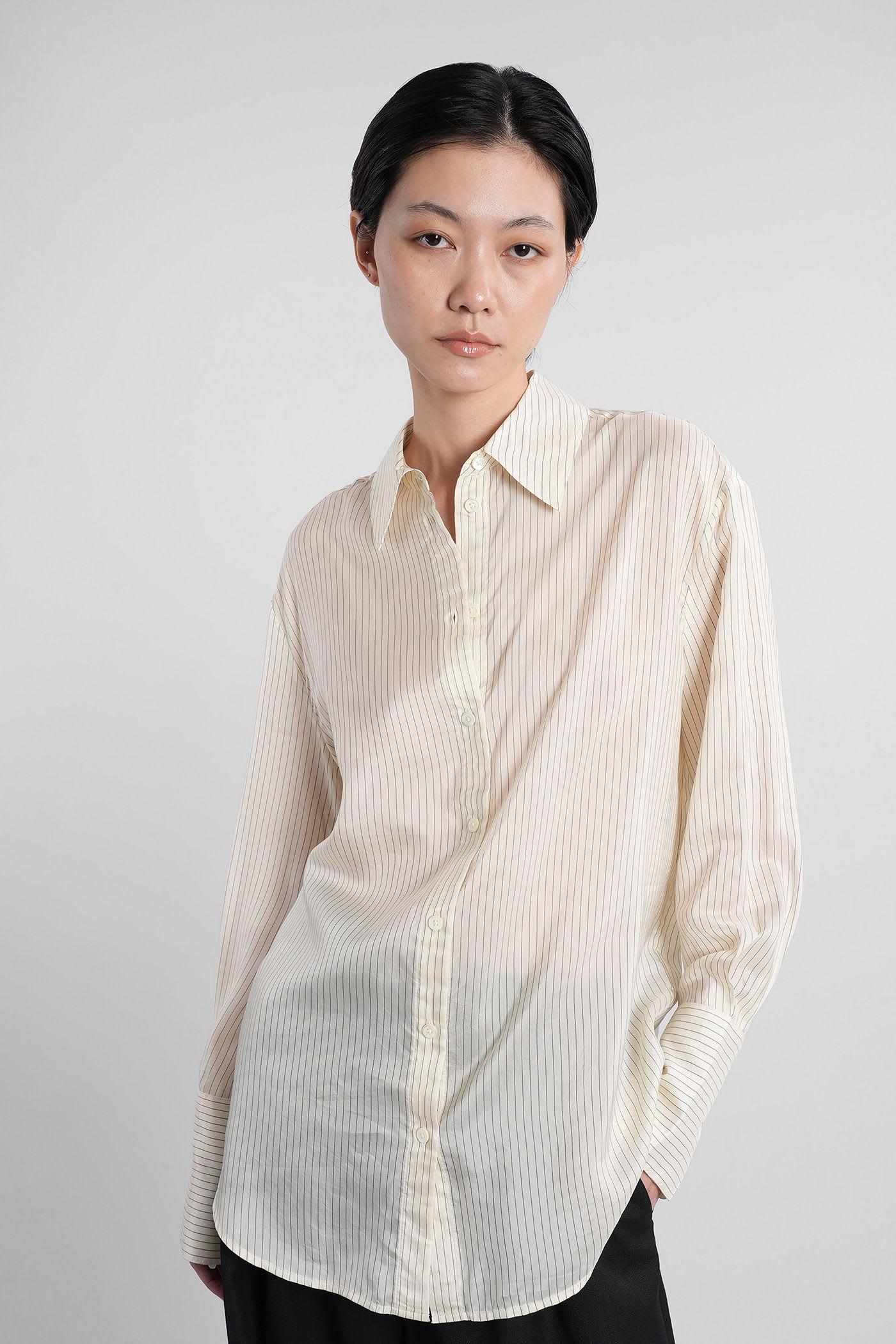 anine bing bridget shirt in beige polyamide polyester