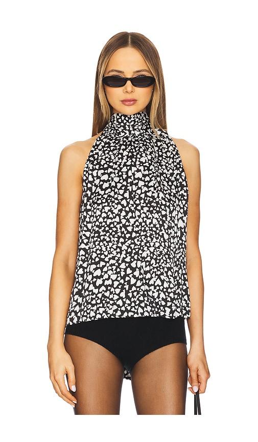 anine bing brooke top in black,white.