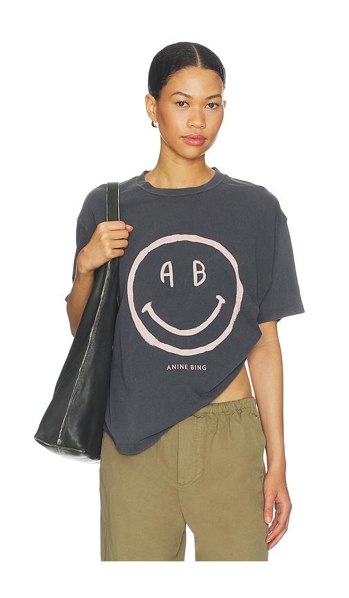 anine bing cade tee smiley in grey.