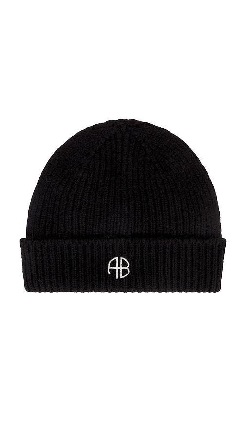 anine bing elia beanie in black.
