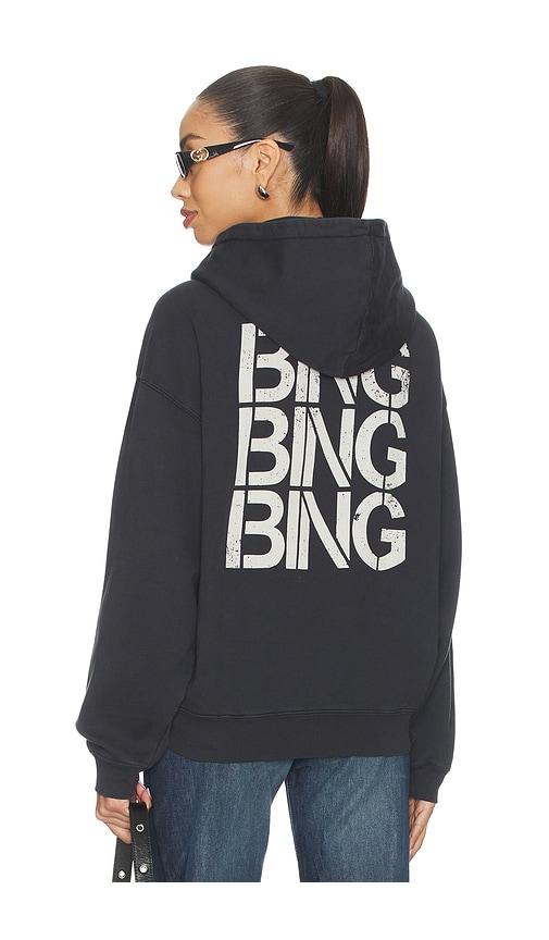 anine bing harvey stencil hoodie in black.