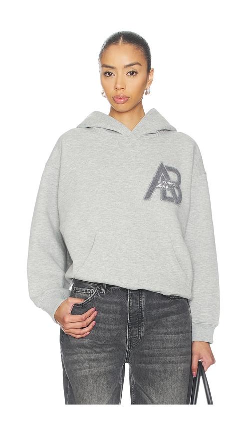 anine bing jaci hoodie letterman in light grey.