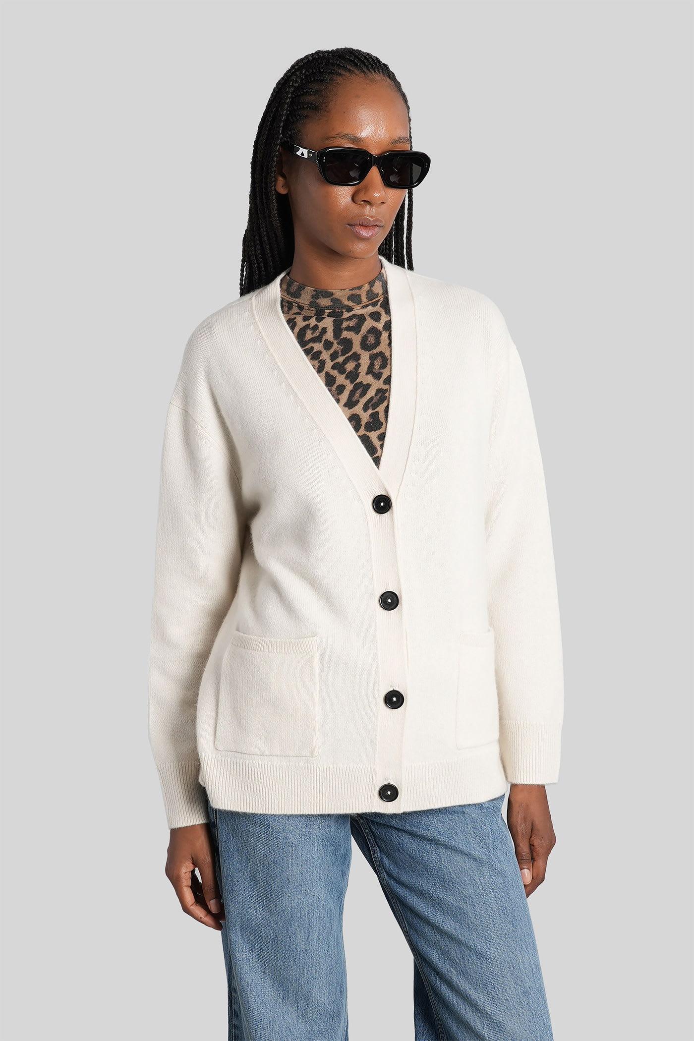 anine bing jackson cardigan in beige suede