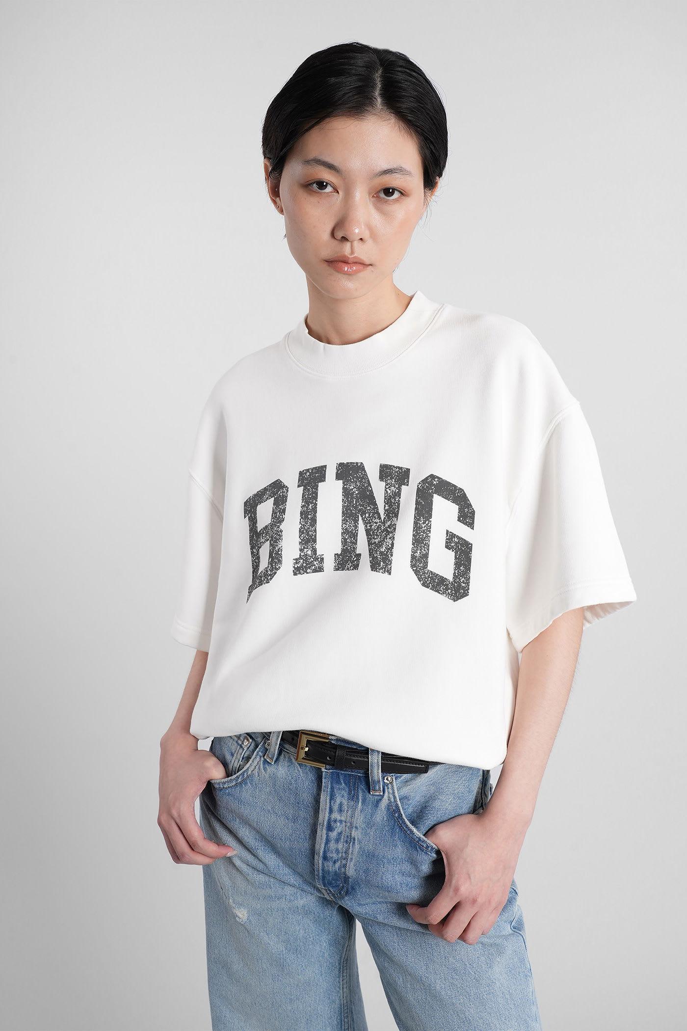 anine bing jay sweatshirt in white cotton