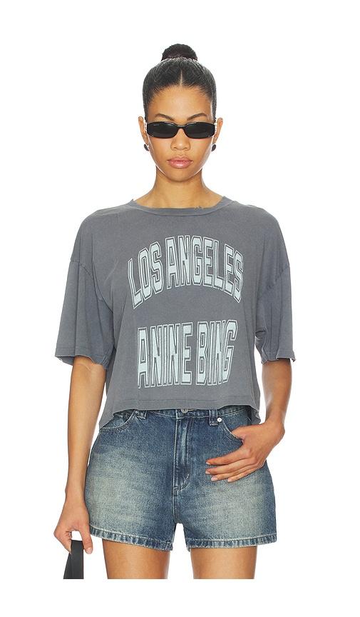 anine bing johnny cropped tee in grey.