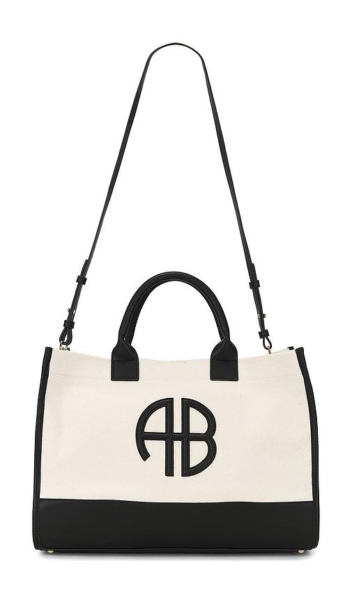 anine bing lara medium tote bag in cream.