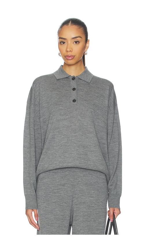 anine bing lee polo sweater in in grey.
