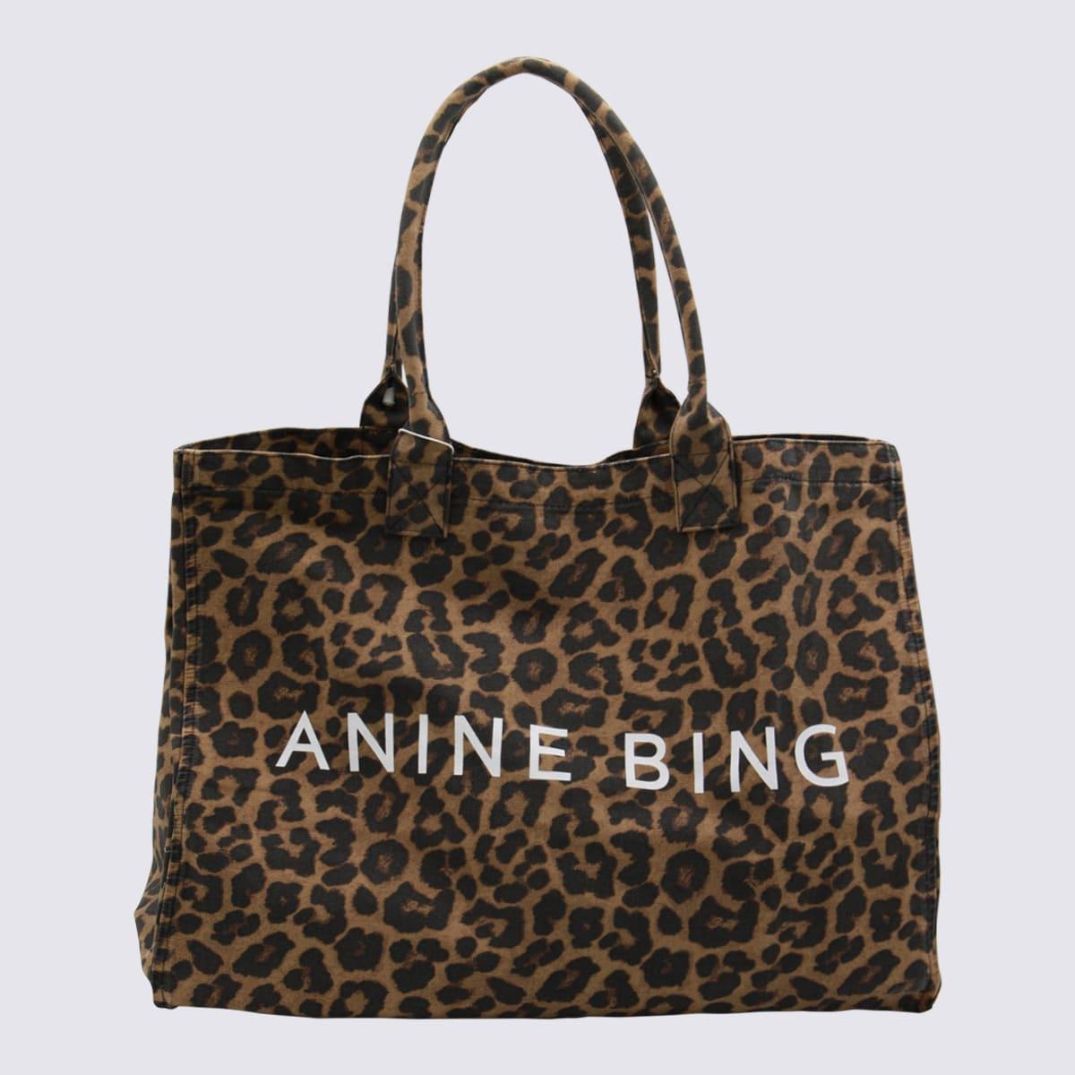 anine bing leopard cotton leo canvas tote