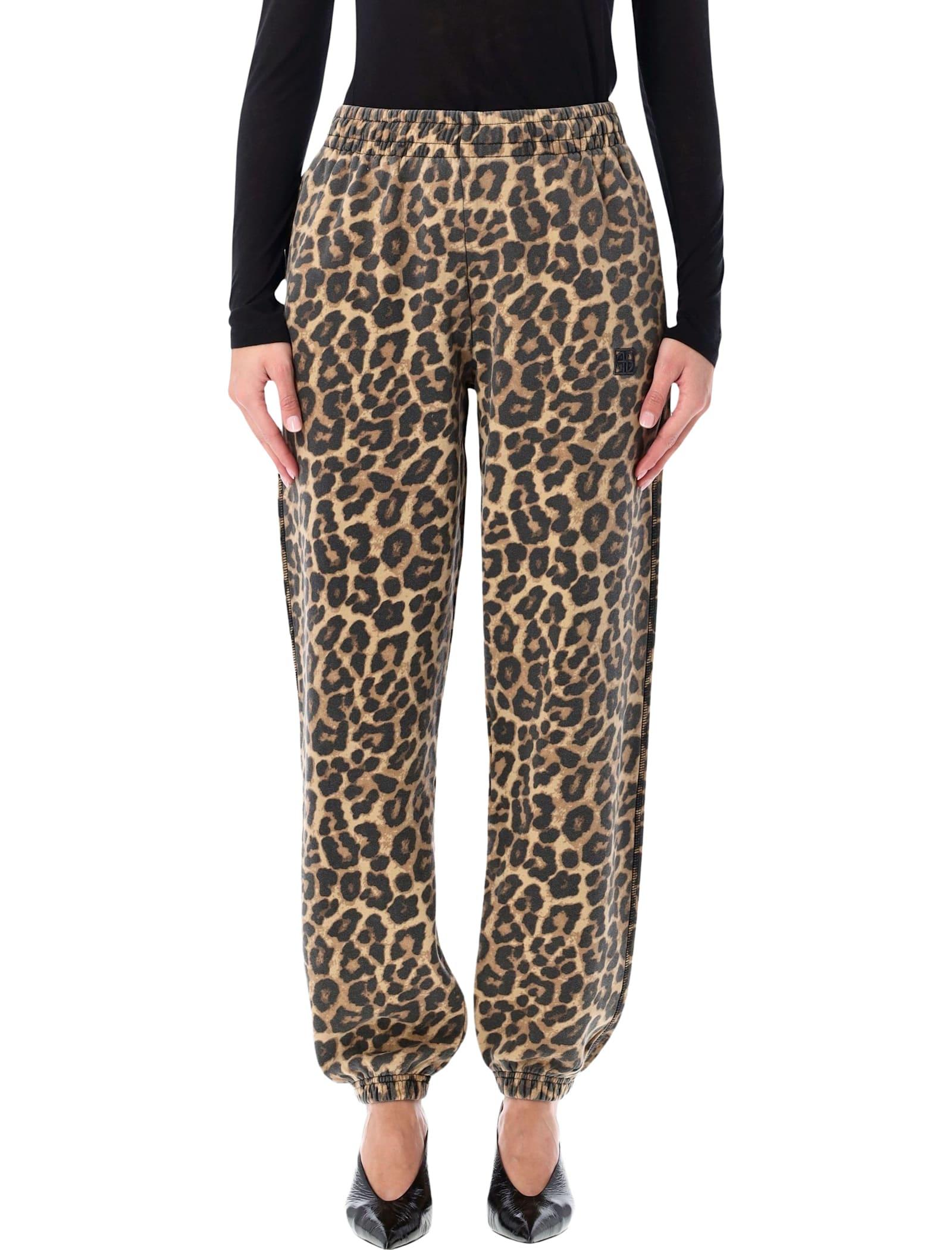 anine bing leopard print cotton jogger pants