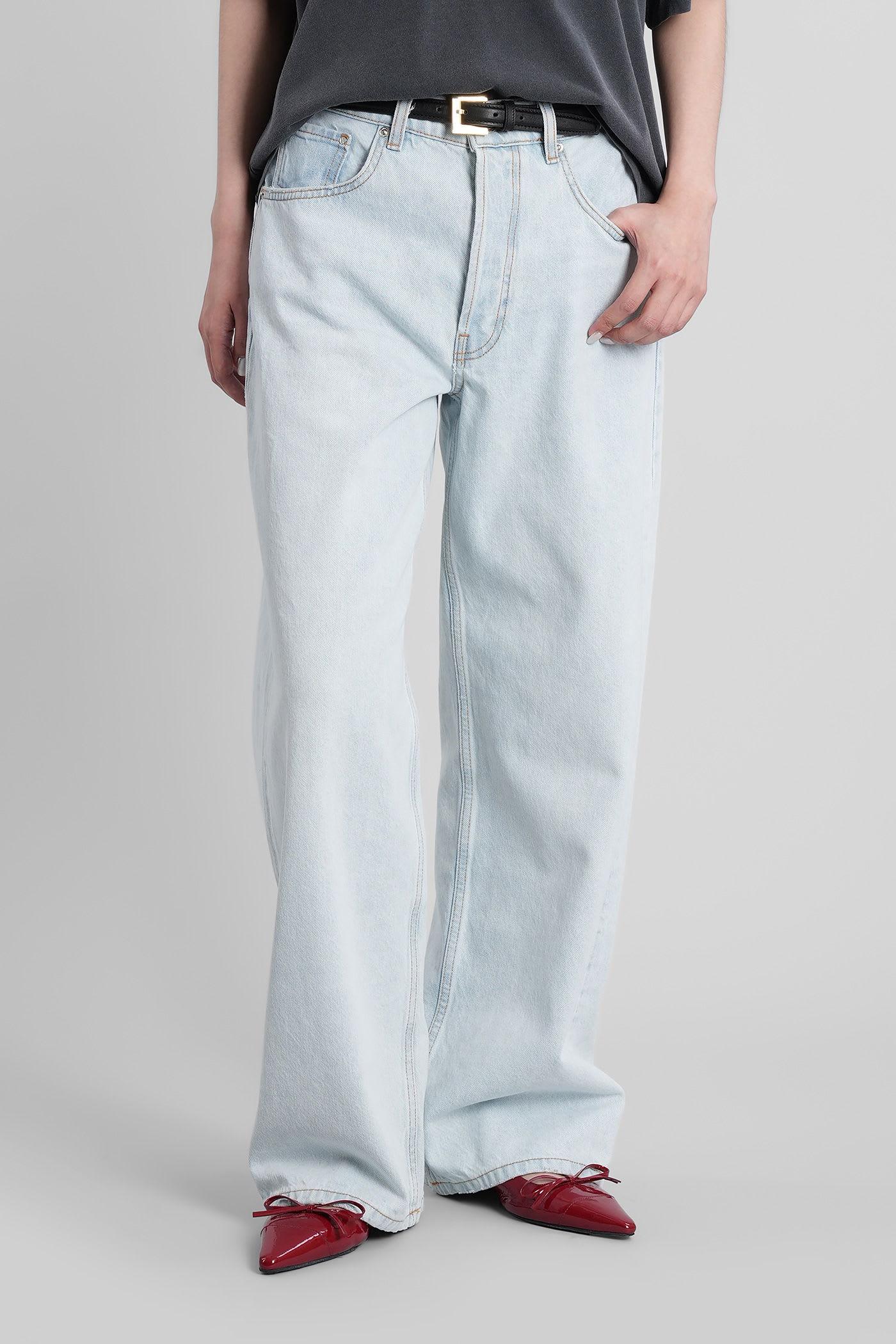 anine bing manon jeans in cyan cotton